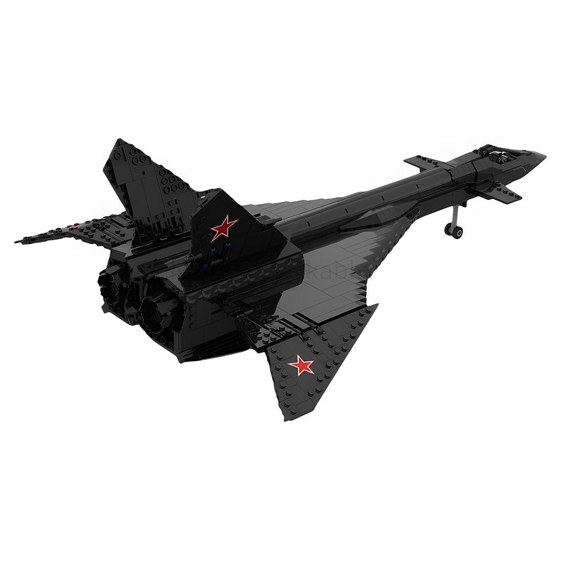1:35 Black MiG-31 Supersonic Interceptor MOC Fighter Jet Building Kit - 5