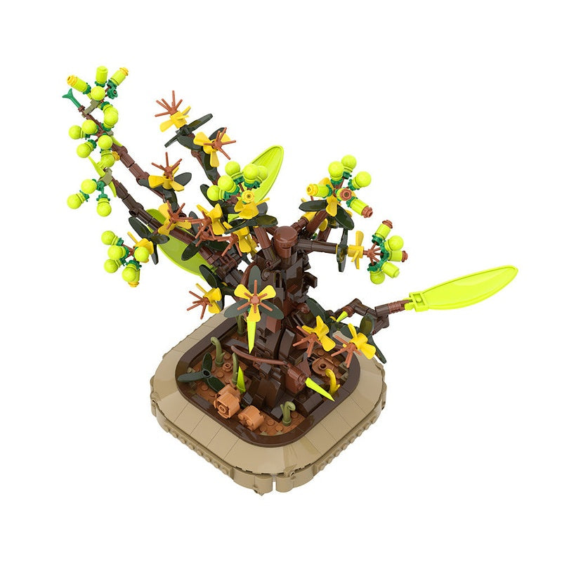 Apricot Bonsai MOC Building Kit | Miniature Tree Display Model - 6