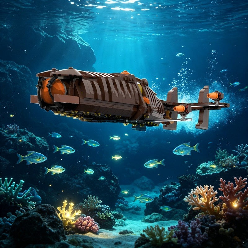 Deep-Sea Exploration Submarine MOC Building Kit | Retro-Futuristic Vessel - 6