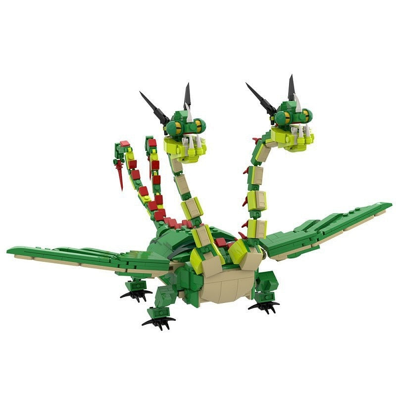 Double-Headed Dragon MOC Building Kit | Fantasy Creature Figure - 6
