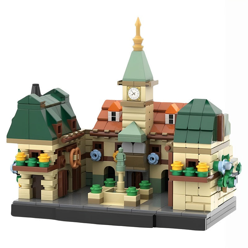 German Village Clock Tower Courtyard MOC Building Kit - 3