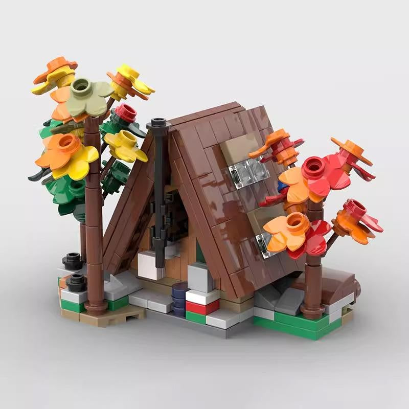 Mini A-Frame Cabin MOC Building Kit | Rustic Woodland House - 4