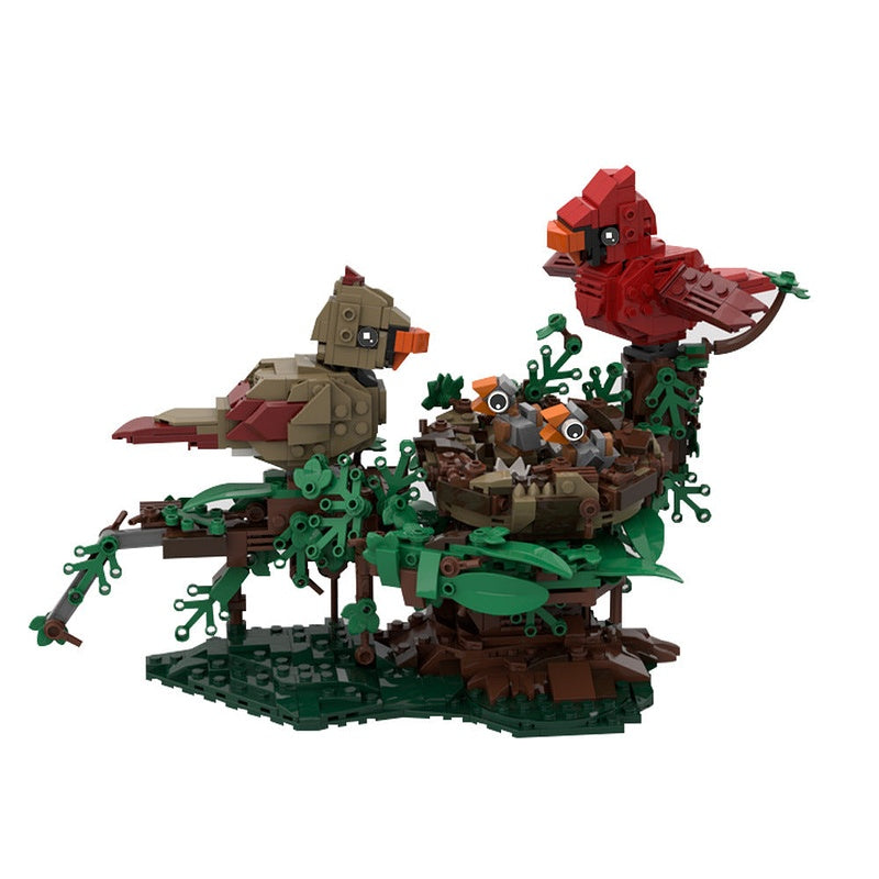 Northern Cardinals Nest MOC Building Kit | Wildlife Bird Diorama Model - 5