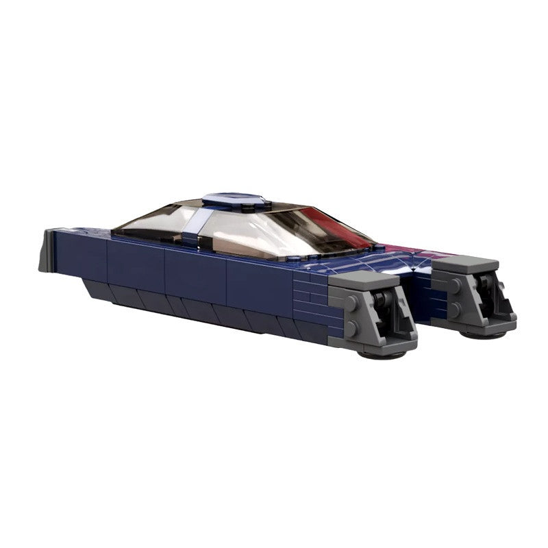 Split-Nose City Speeder MOC Building Kit | Dark Blue Hover Vehicle - 5