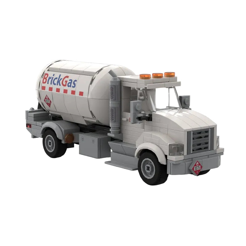White Propane Delivery Tanker Truck MOC Building Kit - 4