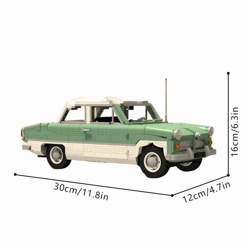 1950s German 12M Classic Sedan MOC Building Kit | Vintage Vehicle Model - 3