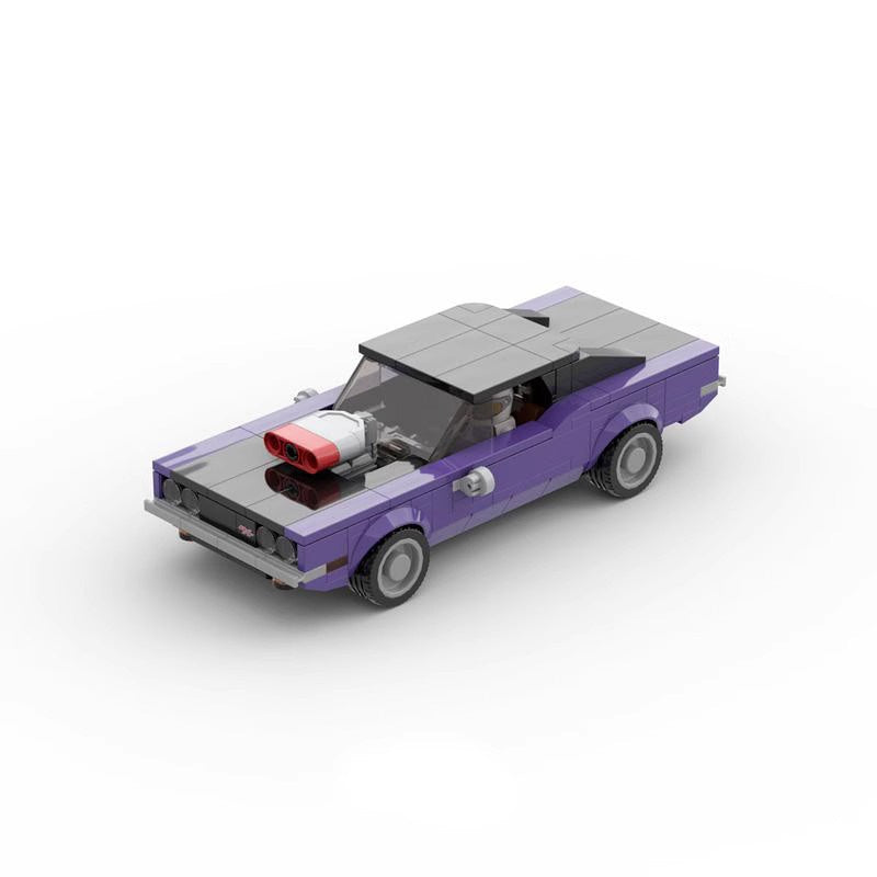 1970 Vintage Purple Muscle Car Building Kit | 8-Stud LEGO-Compatible MOC - 1