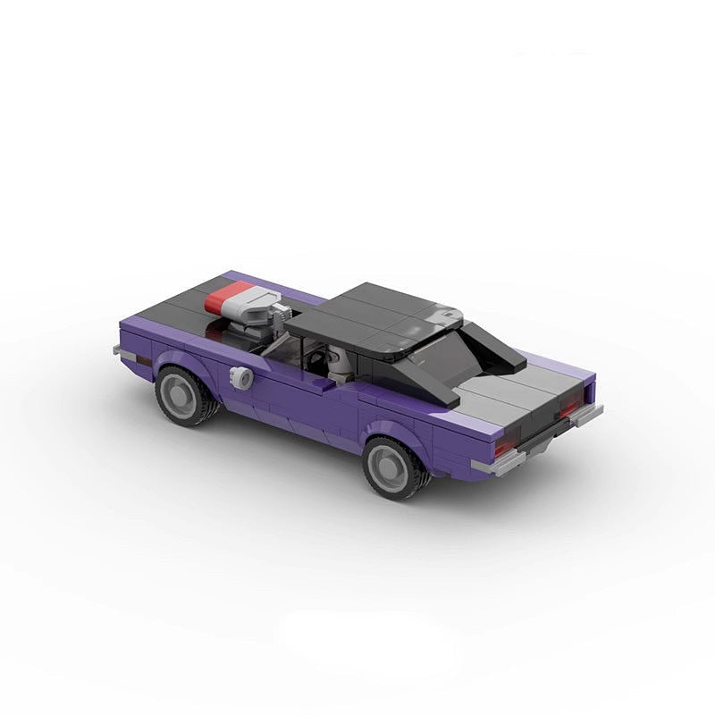 1970 Vintage Purple Muscle Car MOC Building Kit |  8-Wide Classic Vehicle Model - 2