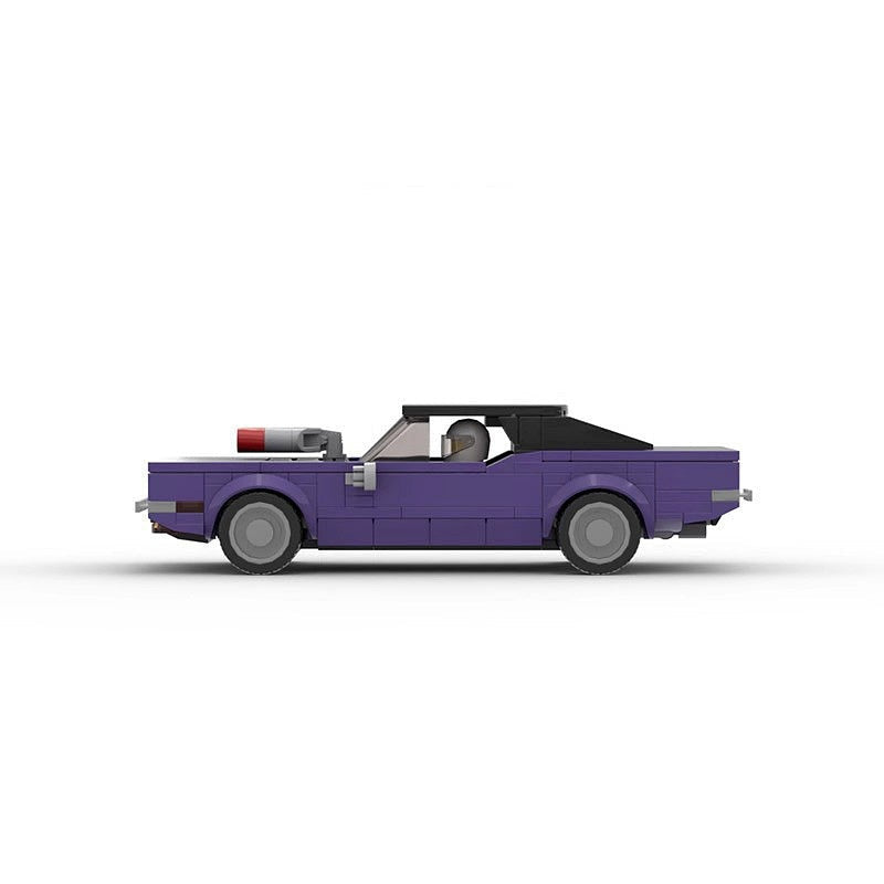 1970 Vintage Purple Muscle Car MOC Building Kit |  8-Wide Classic Vehicle Model - 4