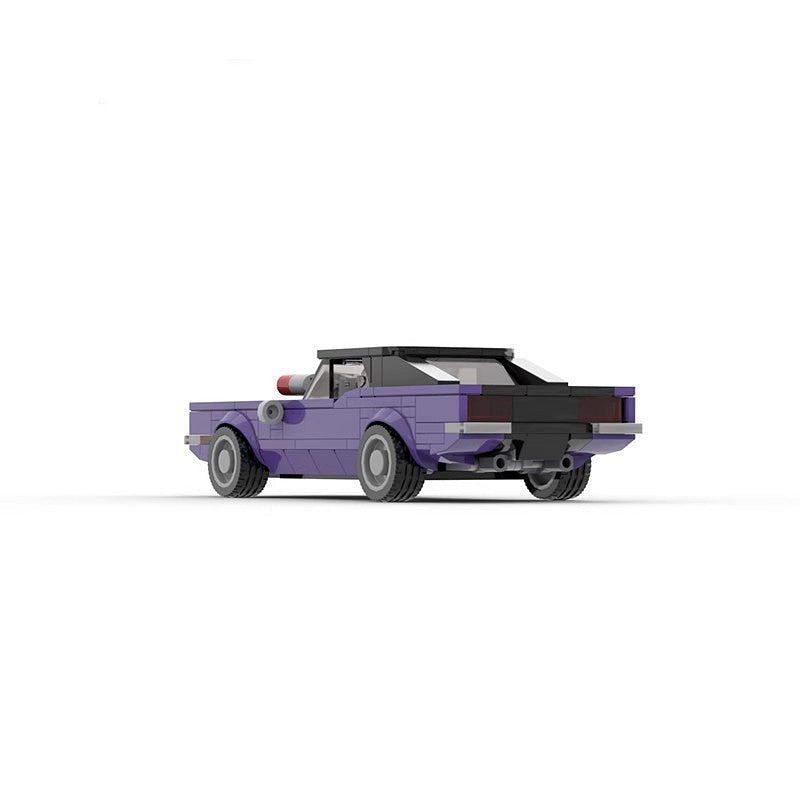 1970 Vintage Purple Muscle Car MOC Building Kit |  8-Wide Classic Vehicle Model - 5