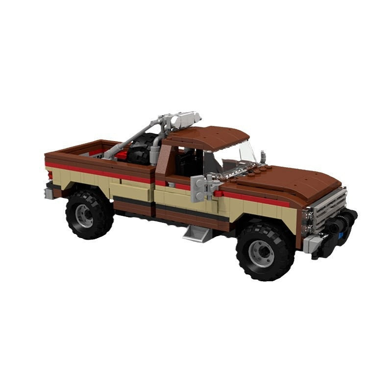 1980s Retro Stunt Pickup Truck Building Kit | 8-Wide Compatible MOC - 3