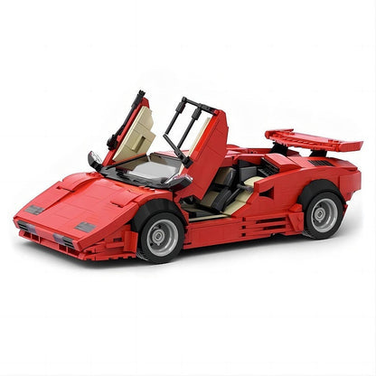1980s Retro Wedge Supercar MOC Building Kit | 16-Studs Scissor Door Vehicle Model - 12