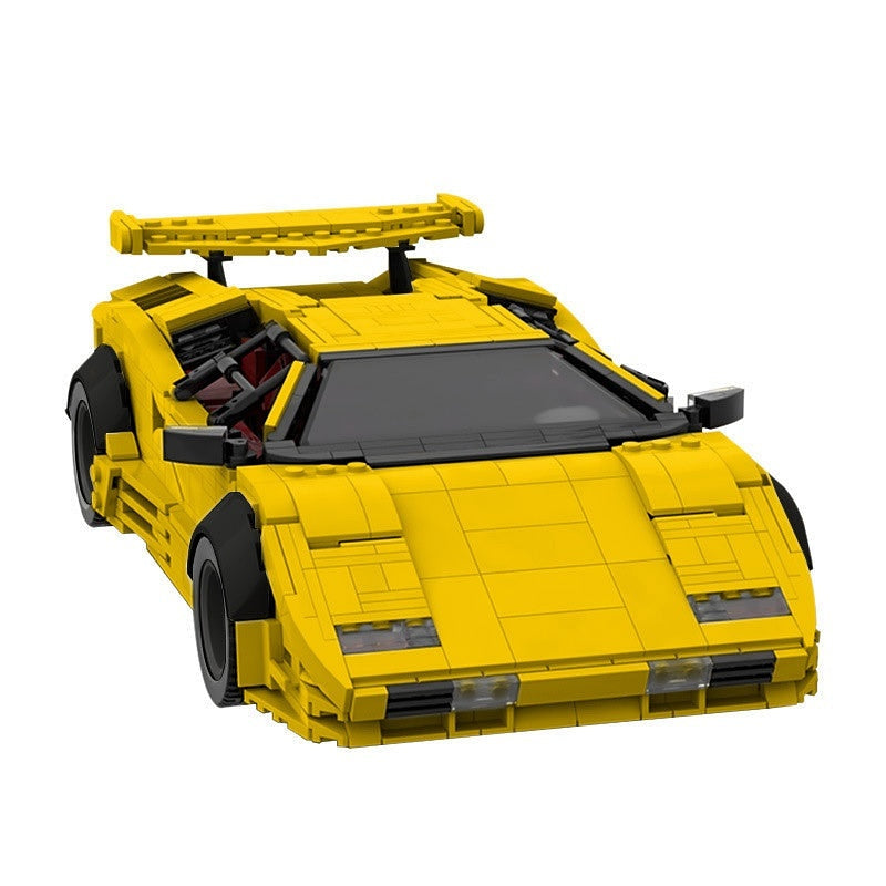 1980s Retro Wedge Supercar MOC Building Kit | 16-Studs Scissor Door Vehicle Model - 3