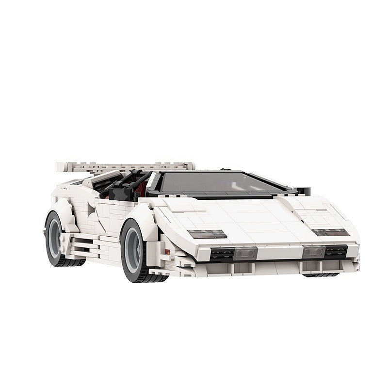 1980s Retro Wedge Supercar MOC Building Kit | 16-Studs Scissor Door Vehicle Model - 7
