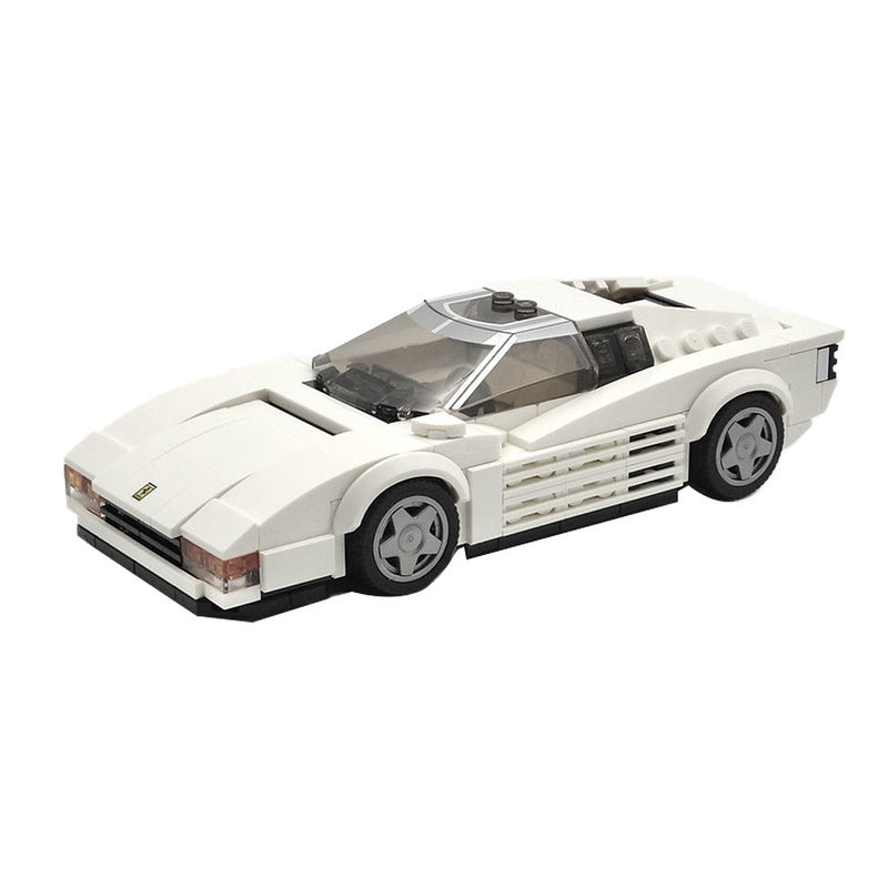 1980s White Wedge Sports Car MOC Building Kit - 1