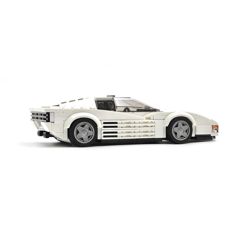 1980s White Wedge Sports Car MOC Building Kit - 2