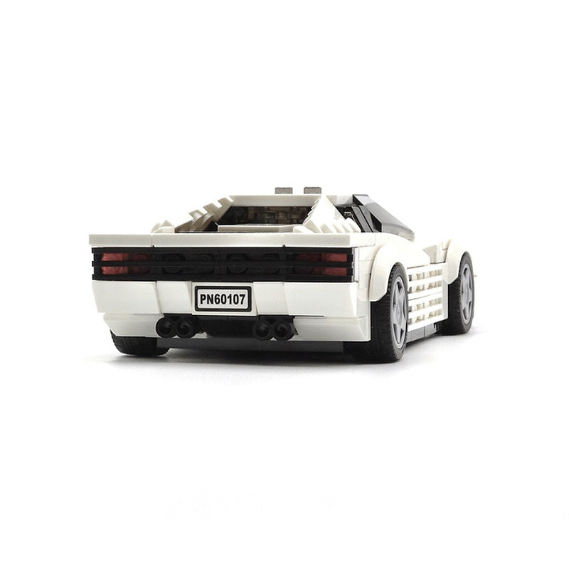 1980s White Wedge Sports Car MOC Building Kit - 3