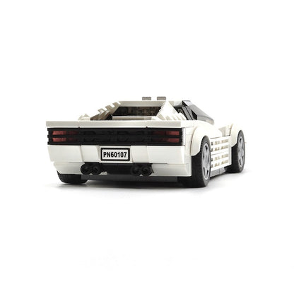 1980s White Wedge Sports Car MOC Building Kit - 3