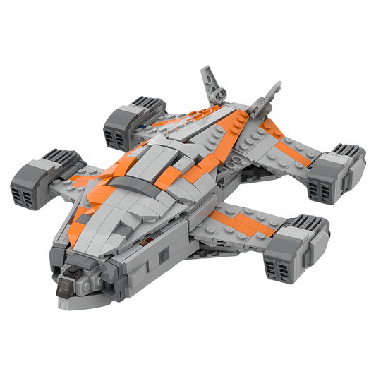 1:300 Orange-Gray Quad-Engine Heavy Assault Space Gunship MOC Building Kit - 1