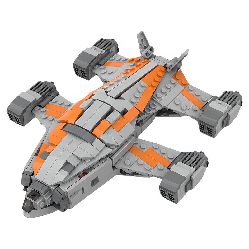 1:300 Orange-Gray Quad-Engine Heavy Assault Space Gunship MOC Building Kit - 3