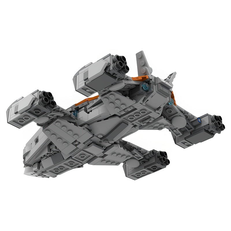 1:300 Orange-Gray Quad-Engine Heavy Assault Space Gunship MOC Building Kit - 4
