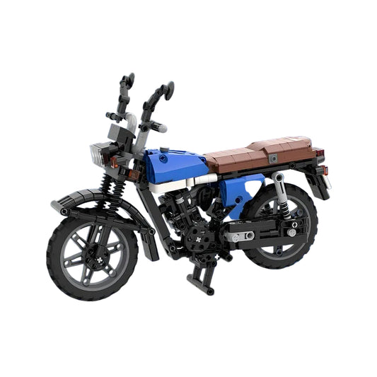 1:7 Blue & Brown CG 125 Classic Motorcycle MOC Building Kit - 1
