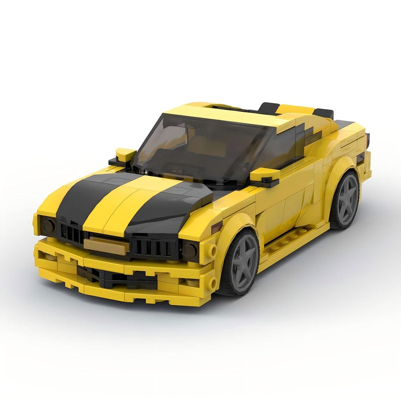 2010 SS Yellow American Muscle Sports Car Building Kit | 8-Wide LEGO-Compatible MOC - 1