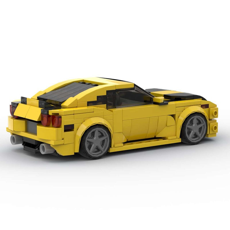 2010 SS Yellow American Muscle Sports Car Building Kit | 8-Wide LEGO-Compatible MOC - 3