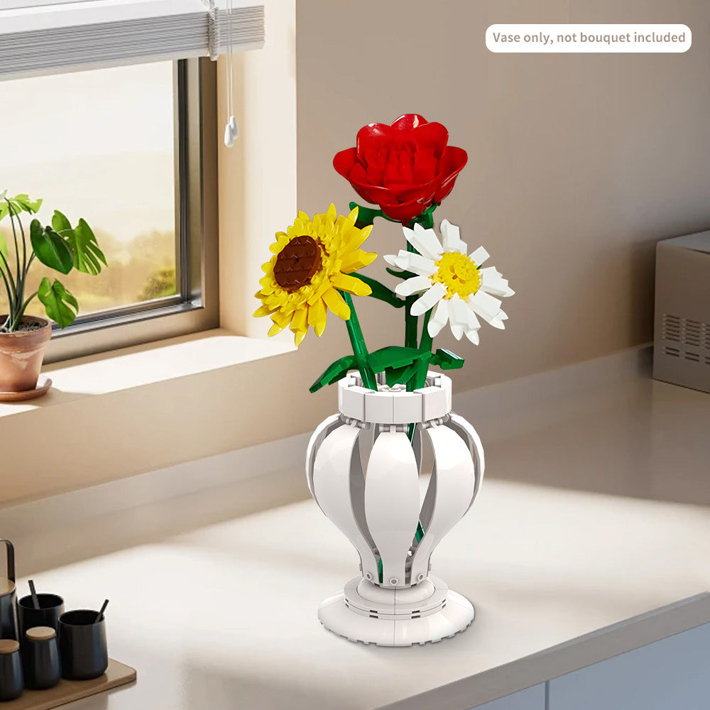 4 in 1 white vase building set | lego compatible - 1