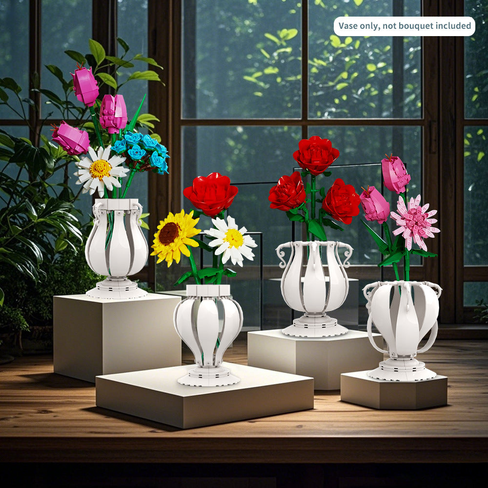 4 in 1 white vase building set | lego compatible - 6