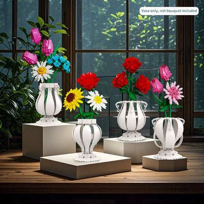 4 in 1 white vase building set | lego compatible - 6