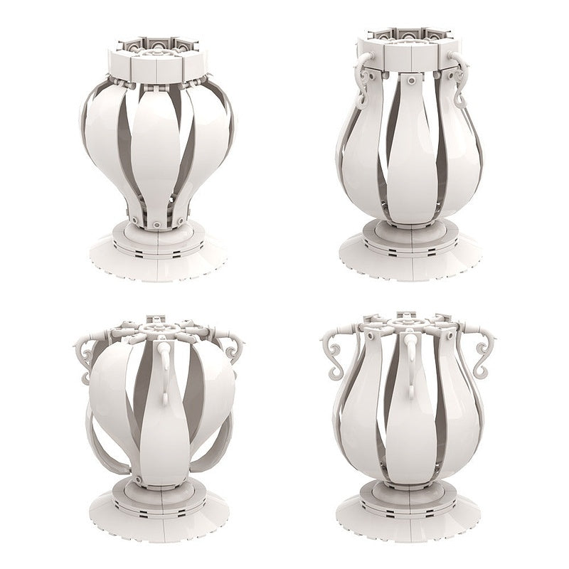 4 In 1 White Vase MOC Building Kit | Decorative Flower Display Model - 1