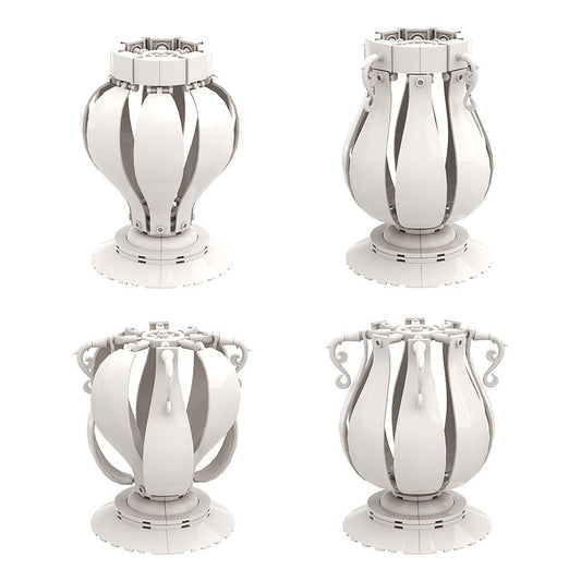 4 In 1 White Vase MOC Building Kit | Decorative Flower Display Model - 1