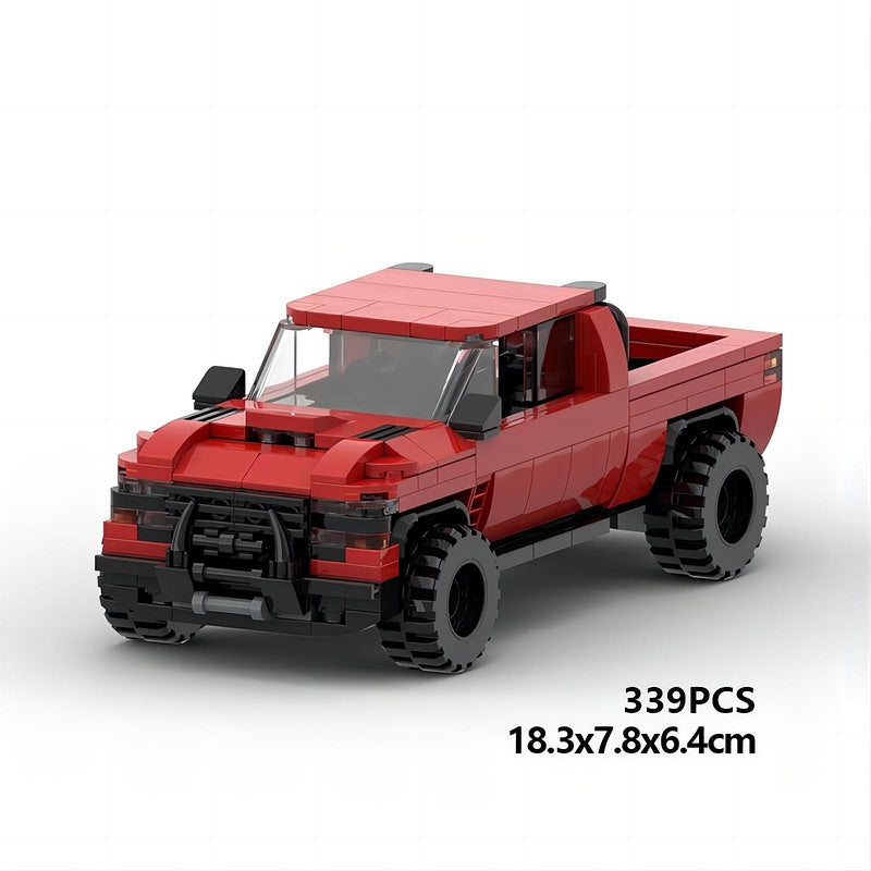 4x4 Off-Road Pickup Truck with Vehicle Trailer Building Kit | Compatible MOC - 6