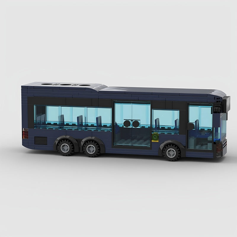 6x2 Dark Blue City Public Transit Bus MOC Building Kit - 1