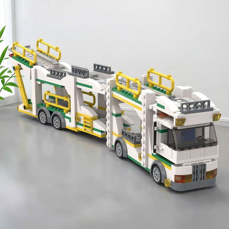 8-Car Double-Deck Car Transporter Truck MOC Building Kit - 1