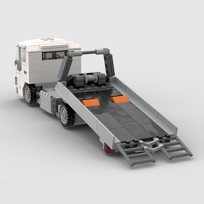 8-Wide Flatbed Car Carrier Truck MOC Building Kit | Tilt Bed Loader - 5
