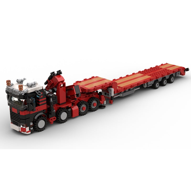 8×4 Heavy Haul Semi-Tractor & 3-Axle Low-Loader MOC Building Kit - 1
