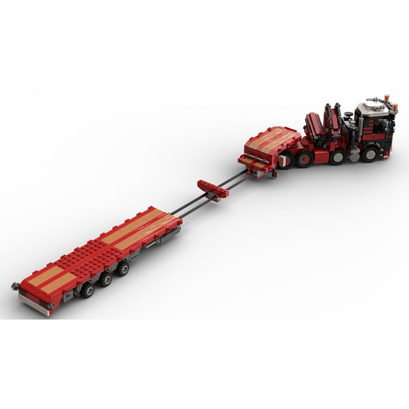 8×4 Heavy Haul Semi-Tractor & 3-Axle Low-Loader MOC Building Kit - 3