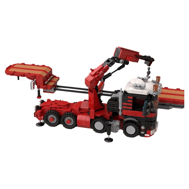 8×4 Heavy Haul Semi-Tractor & 3-Axle Low-Loader MOC Building Kit - 4