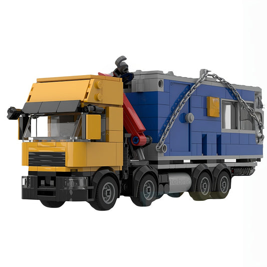 8x4 Yellow-Blue Heavy-Duty Crane Truck MOC Building Kit - 1