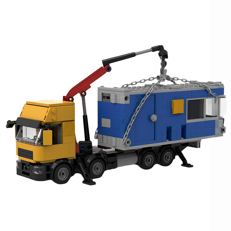 8x4 Yellow-Blue Heavy-Duty Crane Truck MOC Building Kit - 2