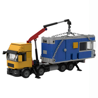 8x4 Yellow-Blue Heavy-Duty Crane Truck MOC Building Kit - 2