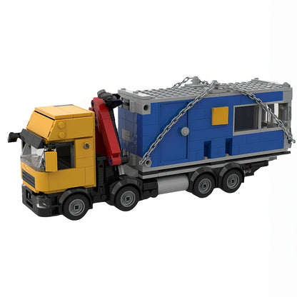 8x4 Yellow-Blue Heavy-Duty Crane Truck MOC Building Kit - 3