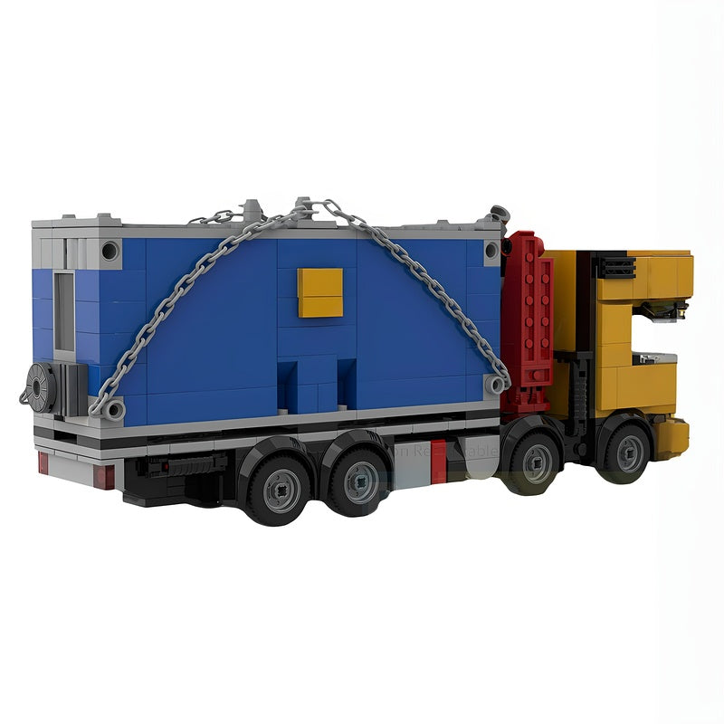 8x4 Yellow-Blue Heavy-Duty Crane Truck MOC Building Kit - 5