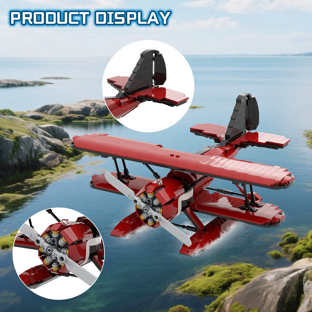 acrobatic seaplane building set | lego compatible - 1