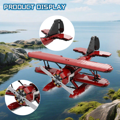 acrobatic seaplane building set | lego compatible - 1