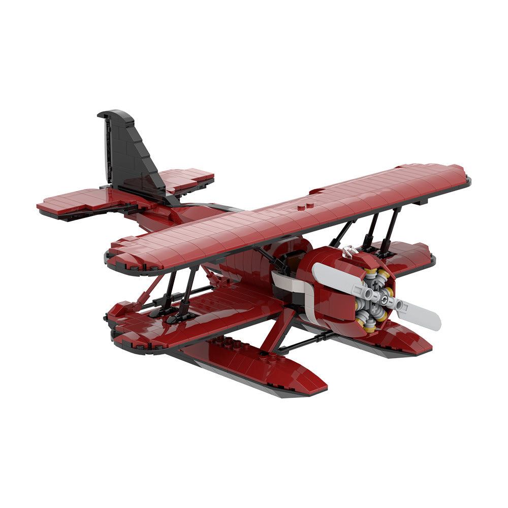 acrobatic seaplane building set | lego compatible - 5