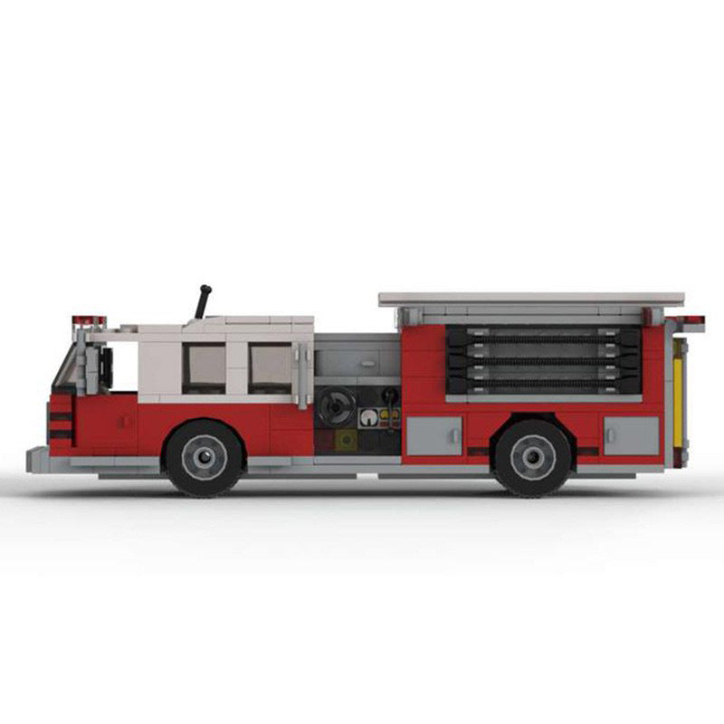 american fire truck building set | moc-93093 - 2