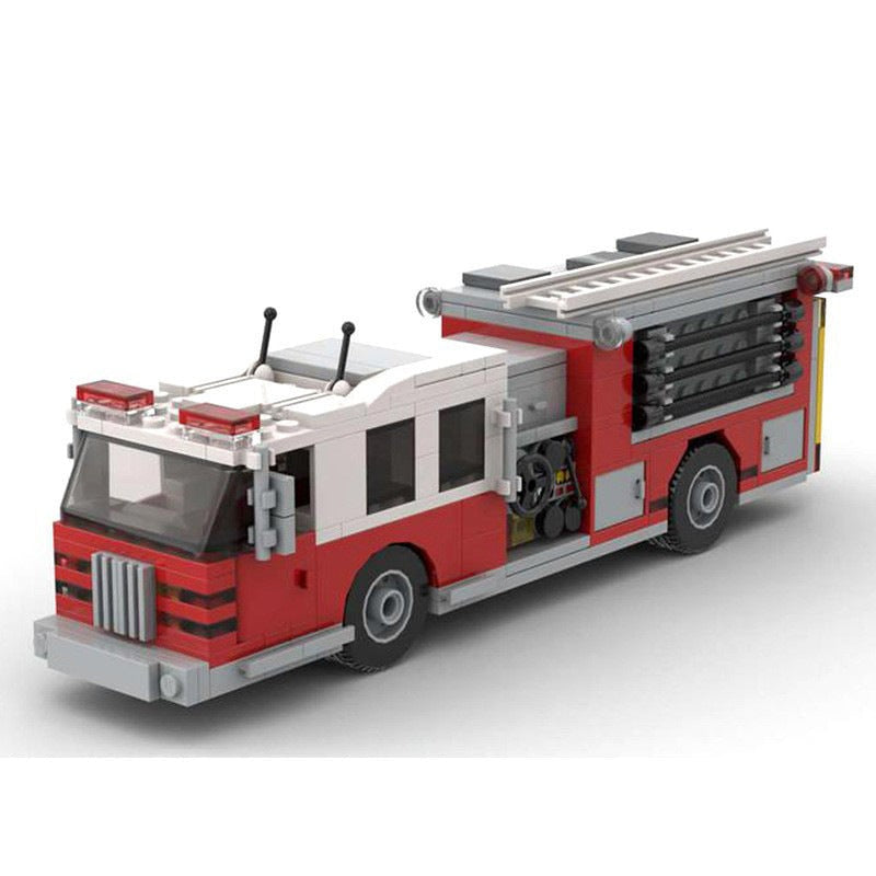 American Fire Truck MOC Building Kit | Emergency Vehicle Model - 1